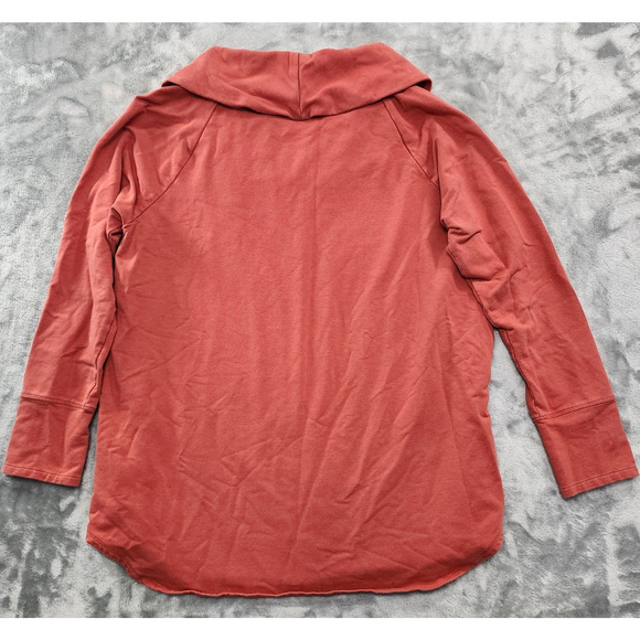 Soft Surroundings Sweater Womens L Orange Rust Valarie Cowl Neck Tunic Snap Cuff - Picture 2 of 8